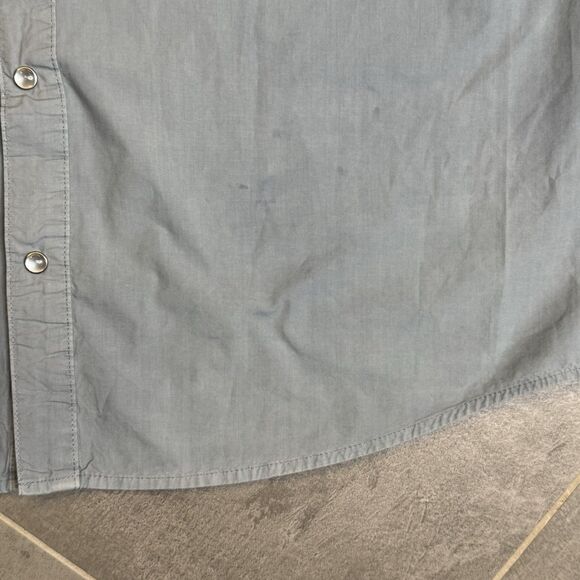 Drake Cinco Ranch Western Acid Wash Snap Shirt Dusty Blue Men’s Large - Picture 7 of 11